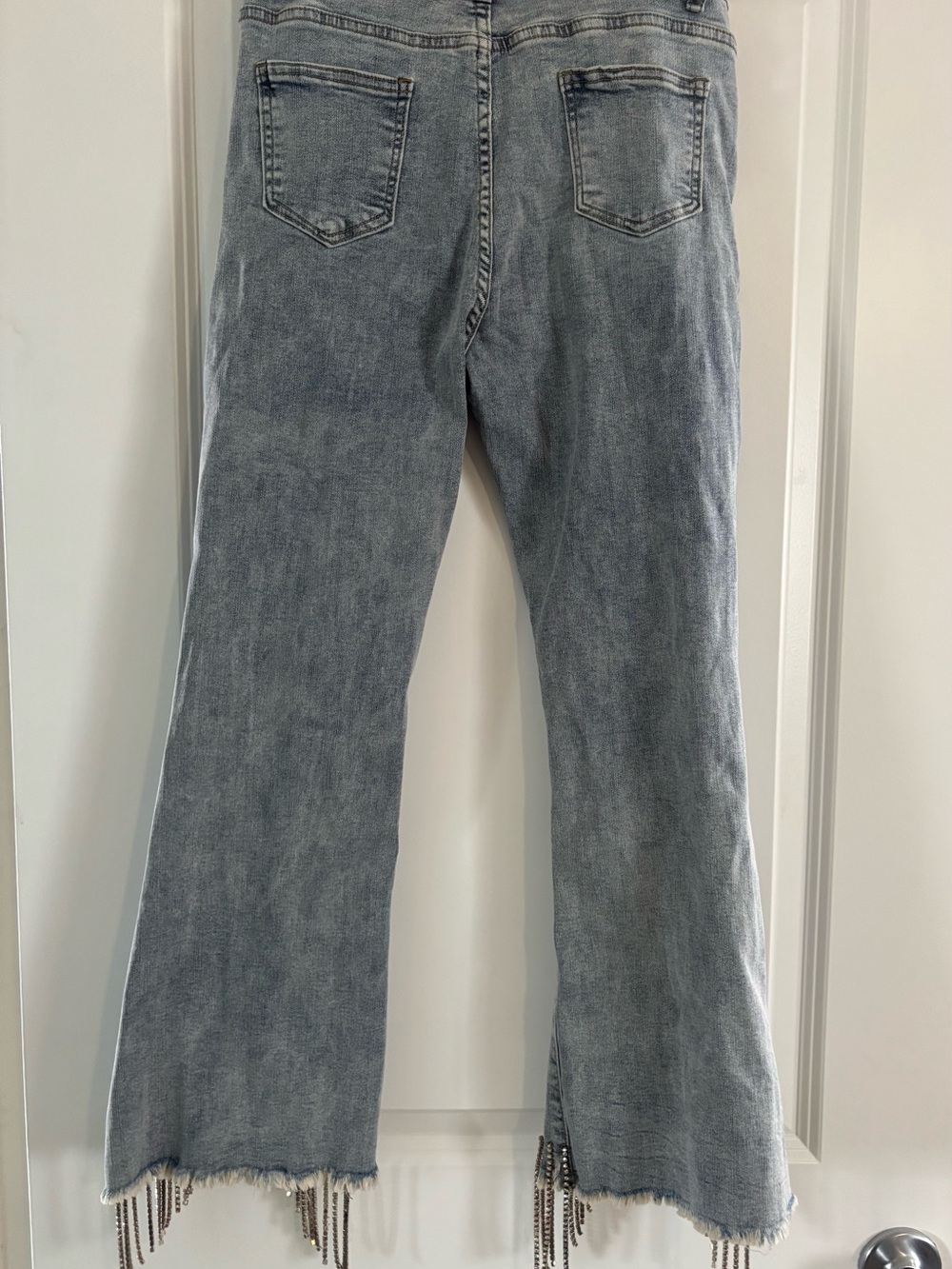 cropped flares with rhinestone fringe trim - Picture 8 of 10